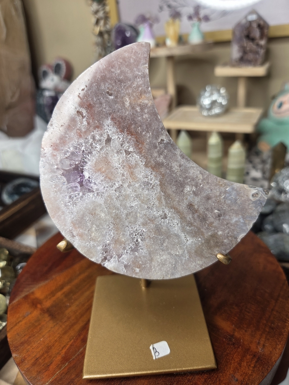 Pink Amethsyt  Moon Gold Stand